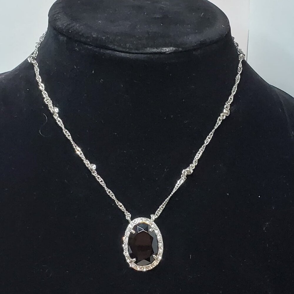 Black Monet Glass and Rhinestone Necklace